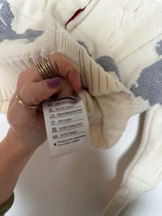 Thom Browne Cream Cardigan with Gray Dog Motif and Signature Trim - Picture 6 of 8